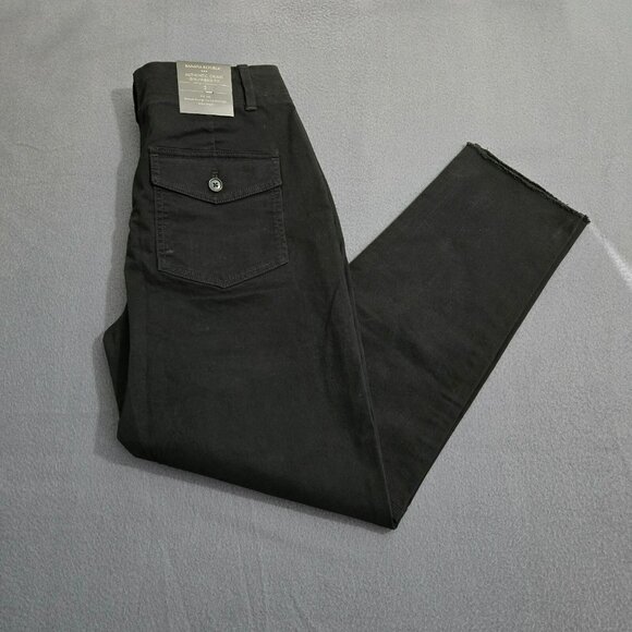 Banana Republic Pants Women 2 Black Authentic Girlfriend Mid Rise Raw Hem Chino - Picture 2 of 13